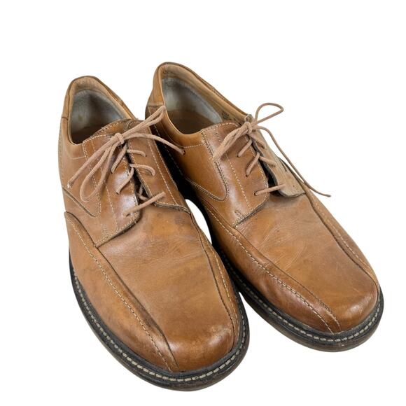 Bostonian Brown Leather Lace Up Almond Toe Rubber Sole Dress Shoes Men's Size 12 - Picture 1 of 6